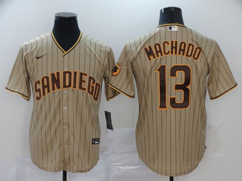 Men San Diego Padres #13 Machado brown stripes Nike Gme MLB Jerseys